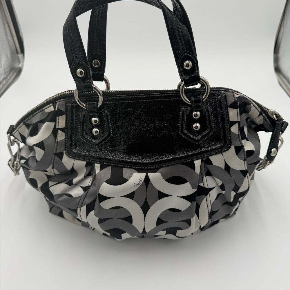 Coach Black and Gray Vintage Op-Art Women's Bag EUC - Picture 3 of 10